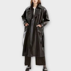 Nocturne Belted Pleather Trench Coat – Size M (NWT)